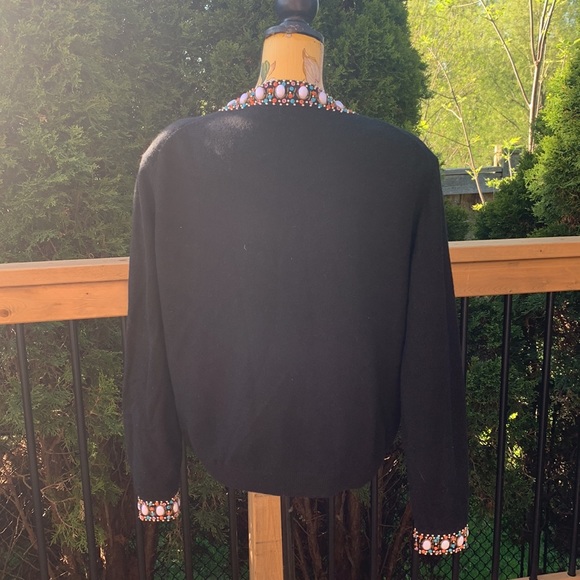 Vintage, Black long sleeve cardigan with beaded design - Picture 10 of 17